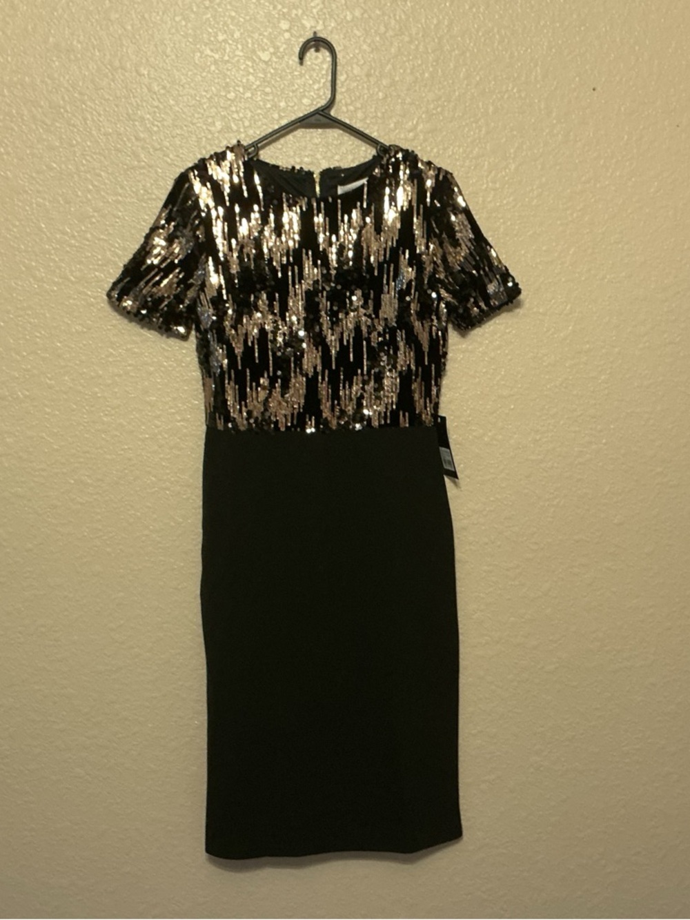 Marc Angelo Black Dress with Gold & Black Sequin Bodice